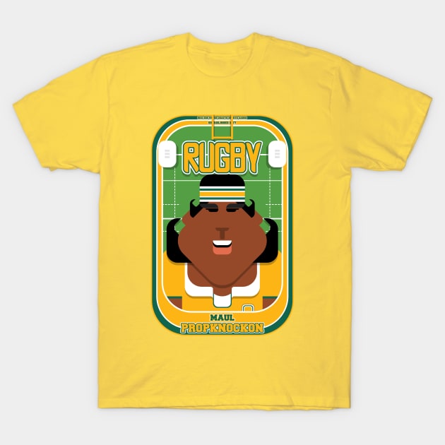 Rugby Gold and Green - Maul Propknockon - Aretha version T-Shirt by Boxedspapercrafts
